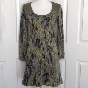 TRAMANDO Olive mustard metallic knit dress size 1 US 2 XS